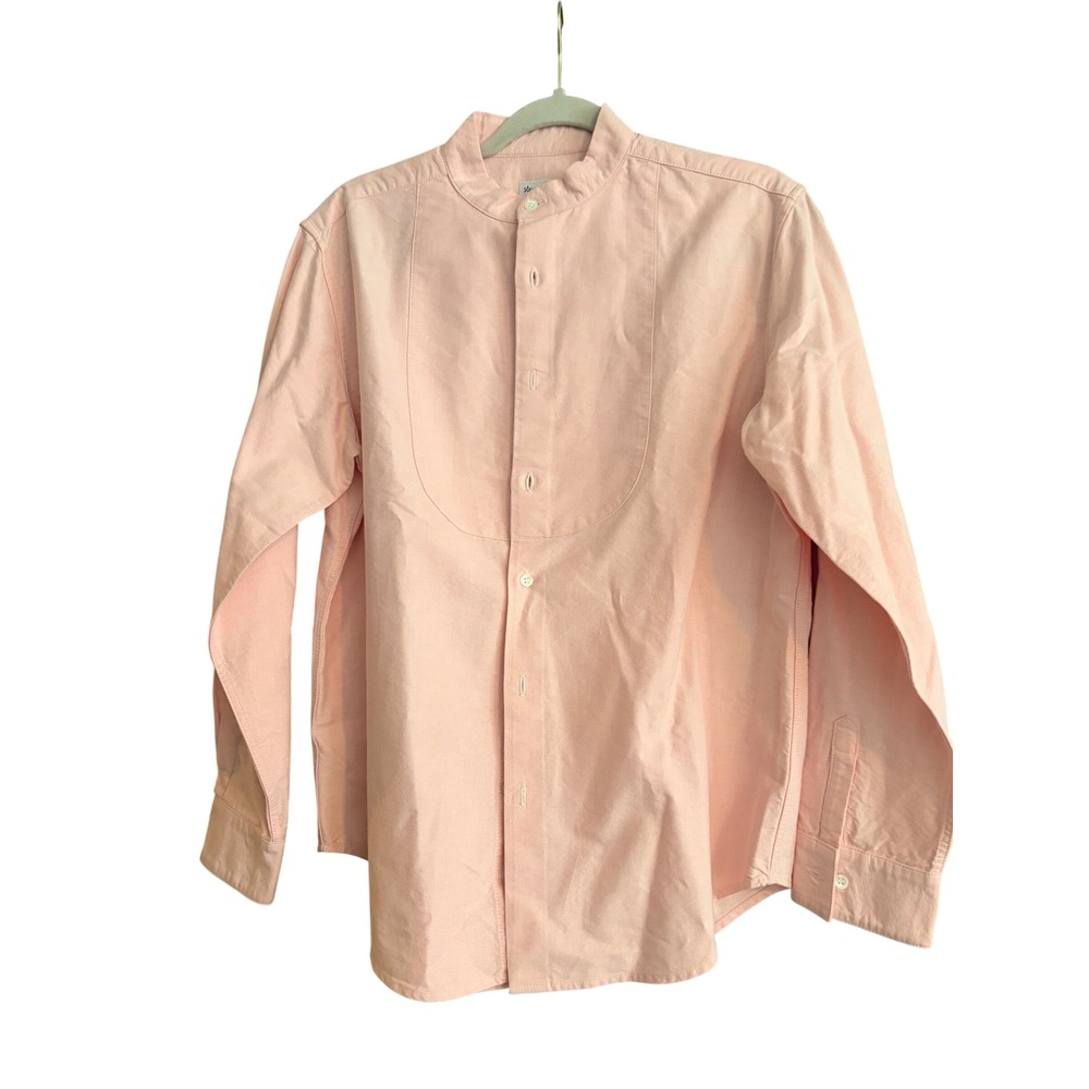 Steven Alan‎ Pink Band Collar Bib Front Tuxedo Oxford Shirt Womens Medium USA